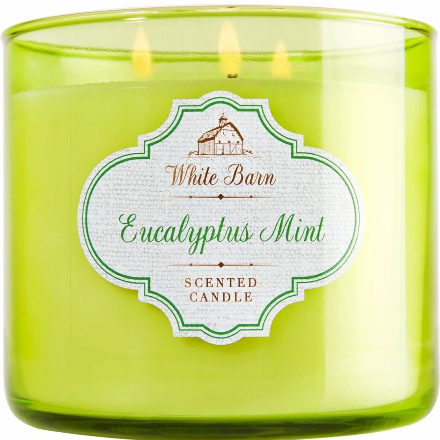 Home Decor * | Flash Sale Bath & Body Works White Barn Eucalyptus Mint 3 Wick Candle