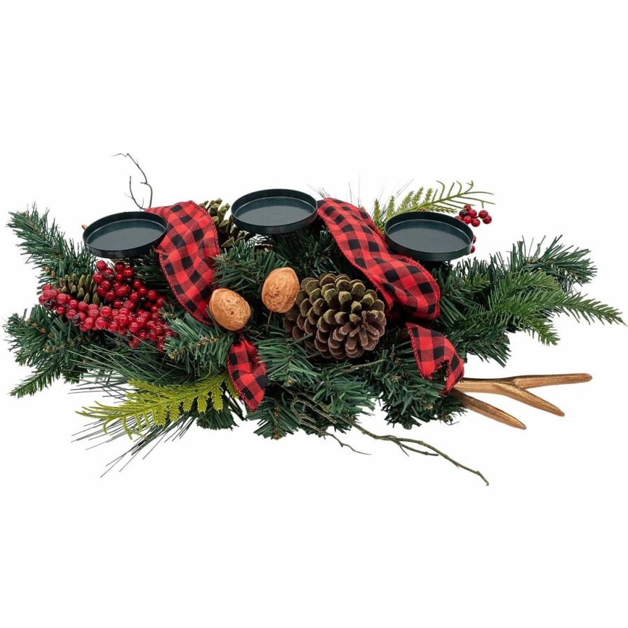 Home Decor * | Brand New Gigi Seasons Buffalo Plaid Candle Holder