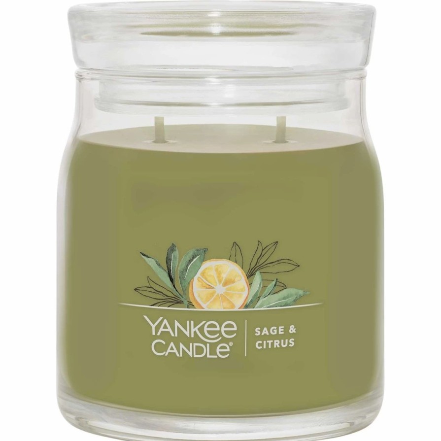 Home Decor * | Flash Sale Yankee Candle Sage And Citrus Signature Medium Jar Candle