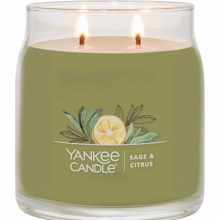 Home Decor * | Flash Sale Yankee Candle Sage And Citrus Signature Medium Jar Candle