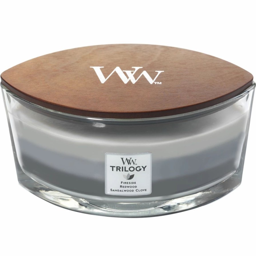 Home Decor * | Top 10 Woodwick Warm Woods Ellipse Trilogy Candle