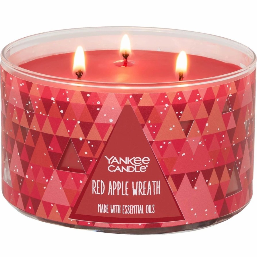 Home Decor * | Best Reviews Of Yankee Candle Red Apple Wreath 3-Wick Candle