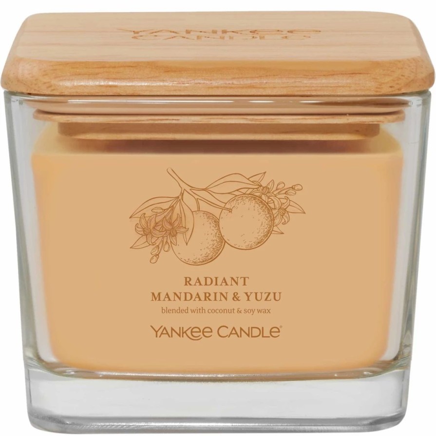 Home Decor * | Buy Yankee Candle Radiant Mandarin And Yuzu Medium Well Living 3 Wick Square Candle