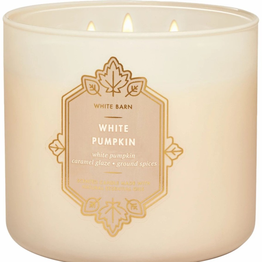 Home Decor * | Cheapest Bath & Body Works White Barn: White Pumpkin 3-Wick Candle