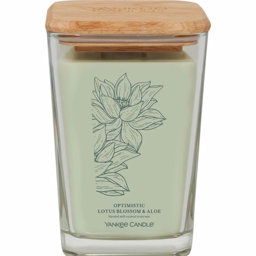 Home Decor * | Cheapest Yankee Candle Optimistic Lotus Blossom And Aloe Well Living 2 Wick Square Candle