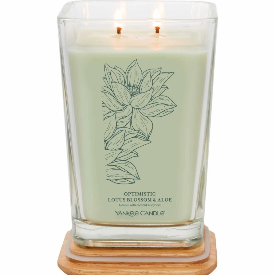 Home Decor * | Cheapest Yankee Candle Optimistic Lotus Blossom And Aloe Well Living 2 Wick Square Candle