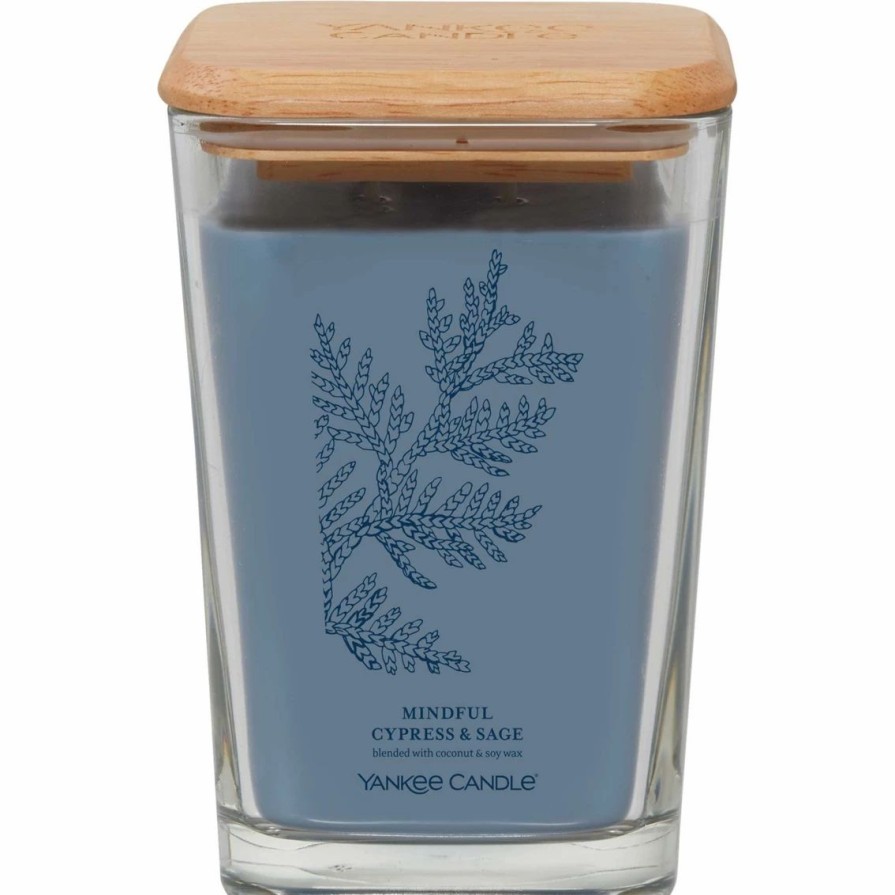 Home Decor * | Outlet Yankee Candle Large Well Living Mindful Cypress & Sage 2 Wick Square Candle