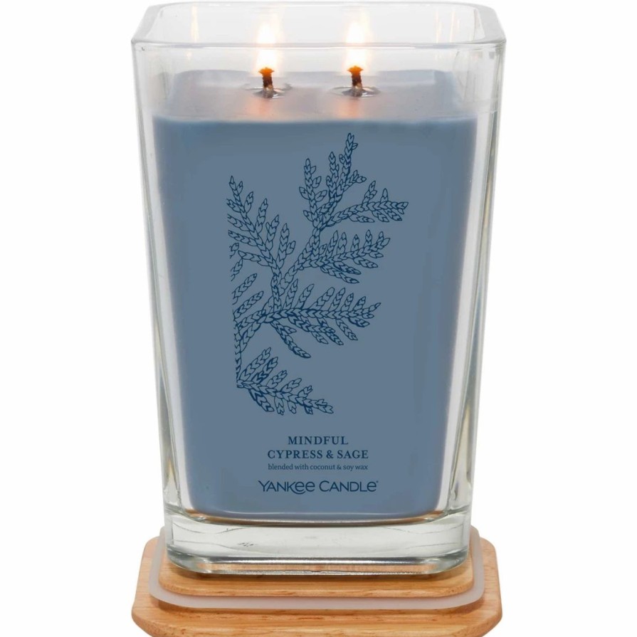 Home Decor * | Outlet Yankee Candle Large Well Living Mindful Cypress & Sage 2 Wick Square Candle