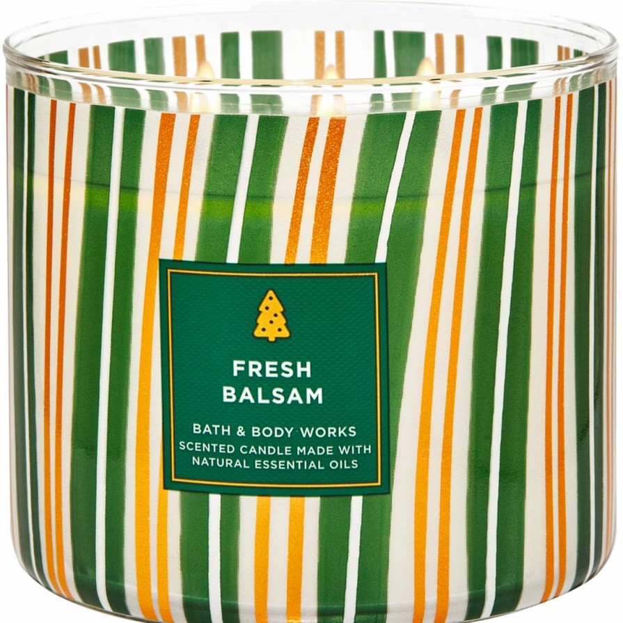 Home Decor * | Deals Bath & Body Works Christmas Traditions Decor Fresh Balsam 3 Wick Candle