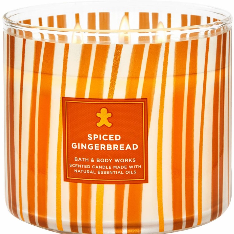 Home Decor * | Cheapest Bath & Body Works Christmas Traditions Decor Spiced Gingerbread 3 Wick Candle