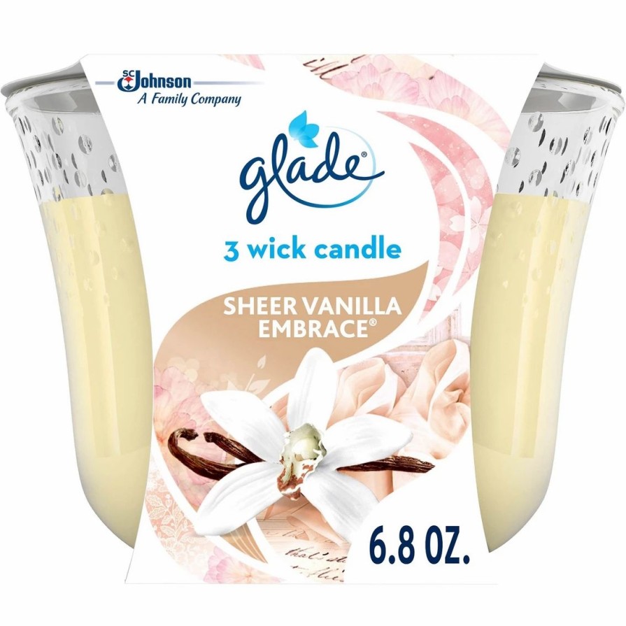 Home Decor * | Outlet Glade Sheer Vanilla Embrace 3 Wick Candle., 6.8 Oz.