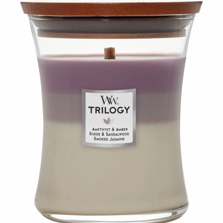 Home Decor * | Best Deal Woodwick Amethyst Sky Medium Hourglass Trilogy Candle