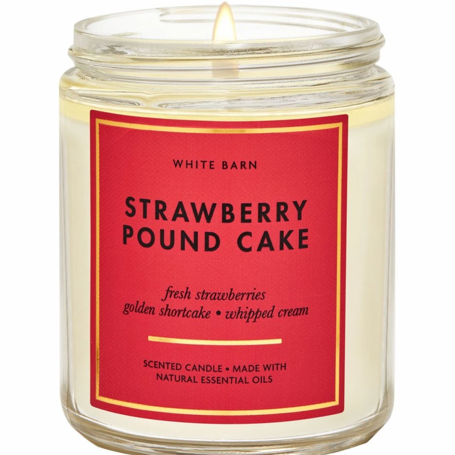 Home Decor * | Discount Bath & Body Works Strawberry Pound Cake Single Wick Candle