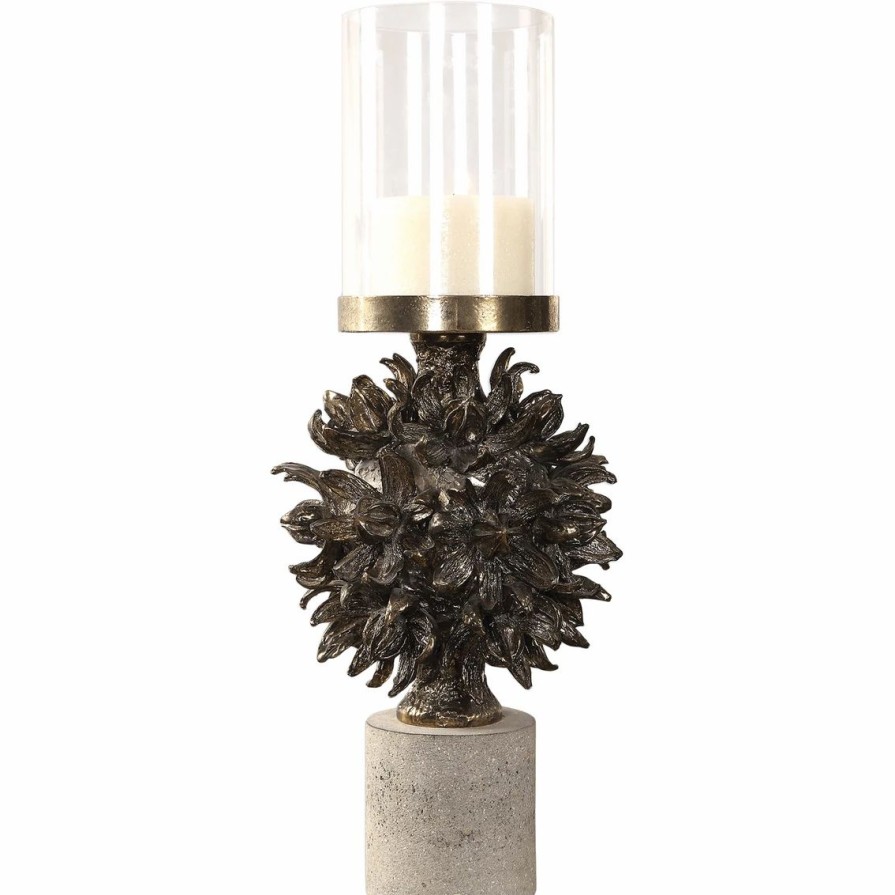 Home Decor * | Flash Sale Uttermost Autograph Tree Antique Bronze Finish Candleholder