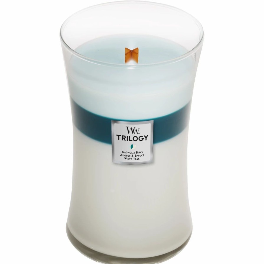 Home Decor * | Hot Sale Woodwick Icy Woodland Large Hourglass Trilogy Candle