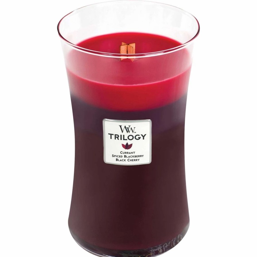 Home Decor * | Brand New Woodwick Trilogy Large Sun Ripened Berries Glass Candle