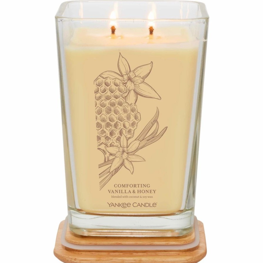 Home Decor * | Best Sale Yankee Candle Large Well Living Comforting Vanilla And Honey 2 Wick Square Candle