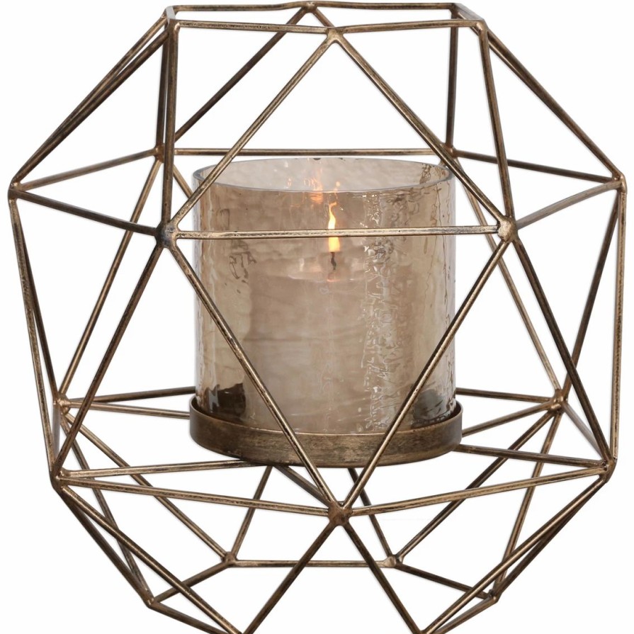 Home Decor * | Cheap Uttermost Myah Geometric Gold Candleholder