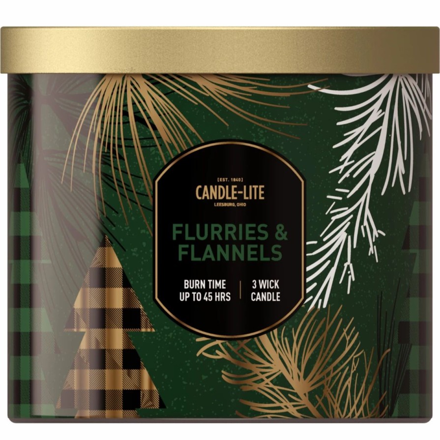 Home Decor * | Best Reviews Of Candle-Lite Fall Collection Flurries And Flannels 3 Wick Candle