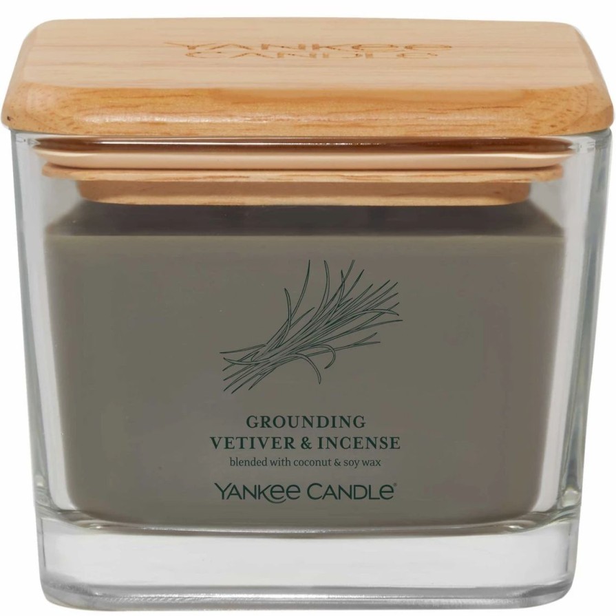 Home Decor * | New Yankee Candle Grounding Vetiver And Incense Medium Well Living 3 Wick Square Candle