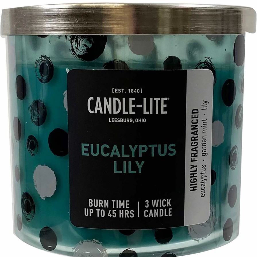 Home Decor * | Best Pirce Candle-Lite Premium Eucalyptus Lily 3 Wick Candle 14 Oz.