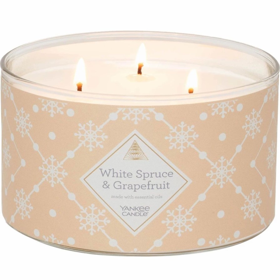 Home Decor * | Wholesale Yankee Candle White Spruce & Grapefruit 3-Wick Candle