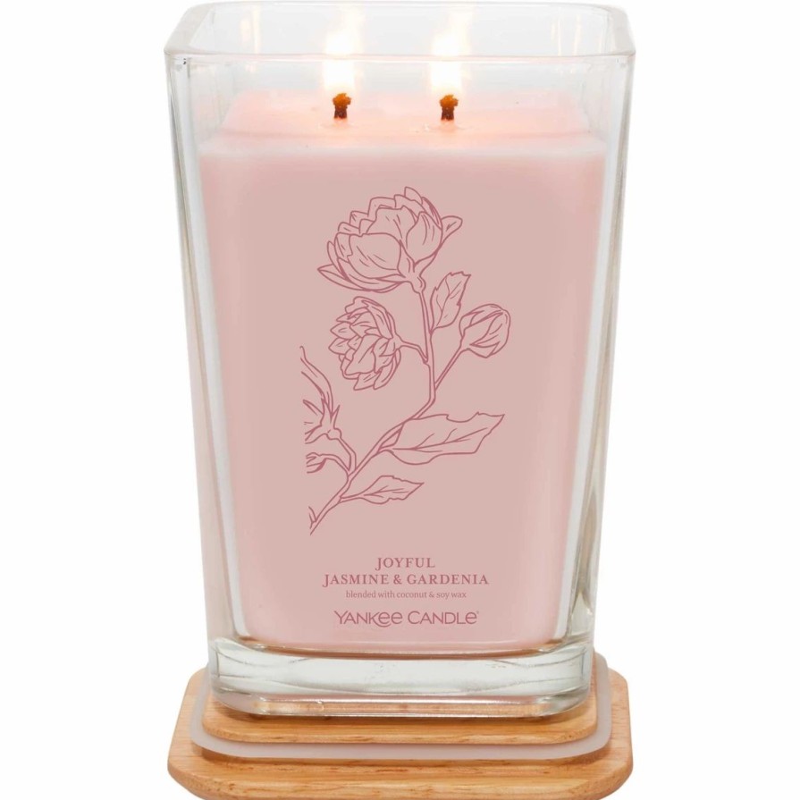 Home Decor * | Best Reviews Of Yankee Candle Joyful Jasmine And Gardenia Large Well Living 2 Wick Square Candle