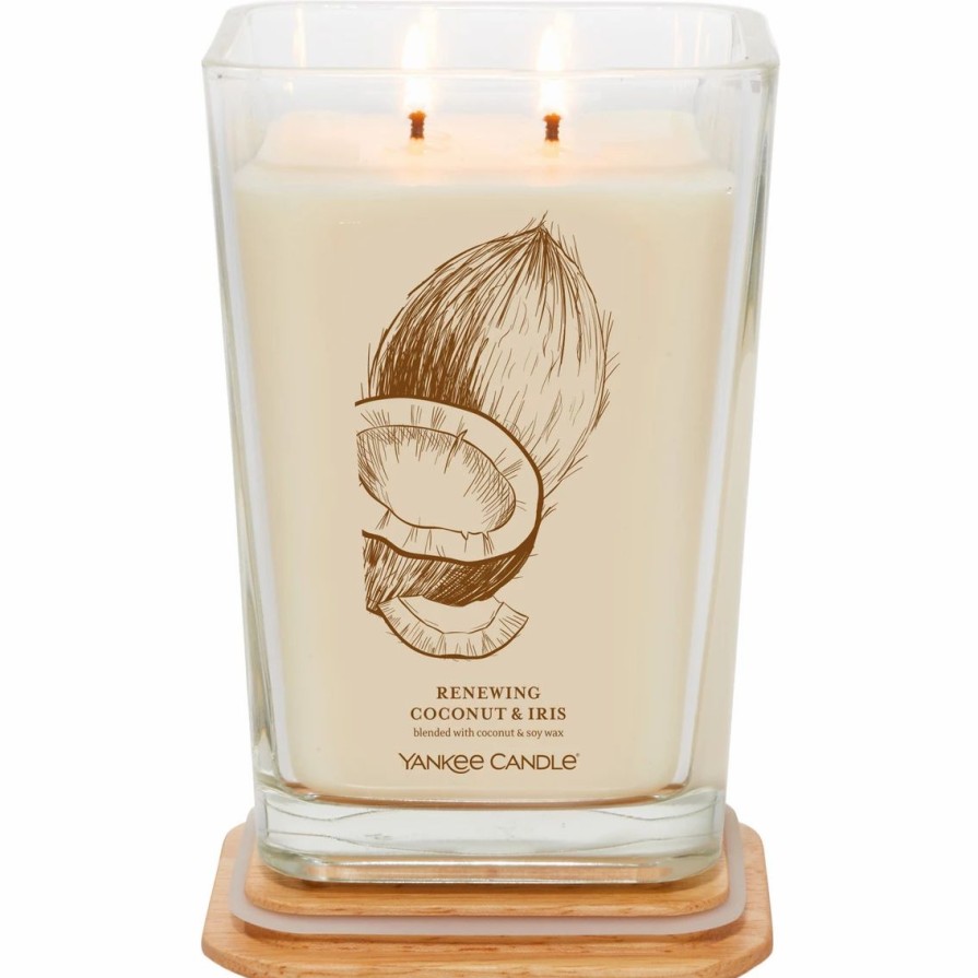 Home Decor * | Best Reviews Of Yankee Candle Renewing Coconut And Iris Large Well Living 2 Wick Square Candle