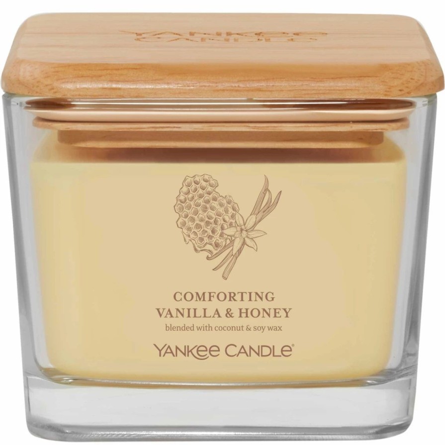 Home Decor * | Top 10 Yankee Candle Comforting Vanilla And Honey Medium Well Living 3 Wick Square Candle