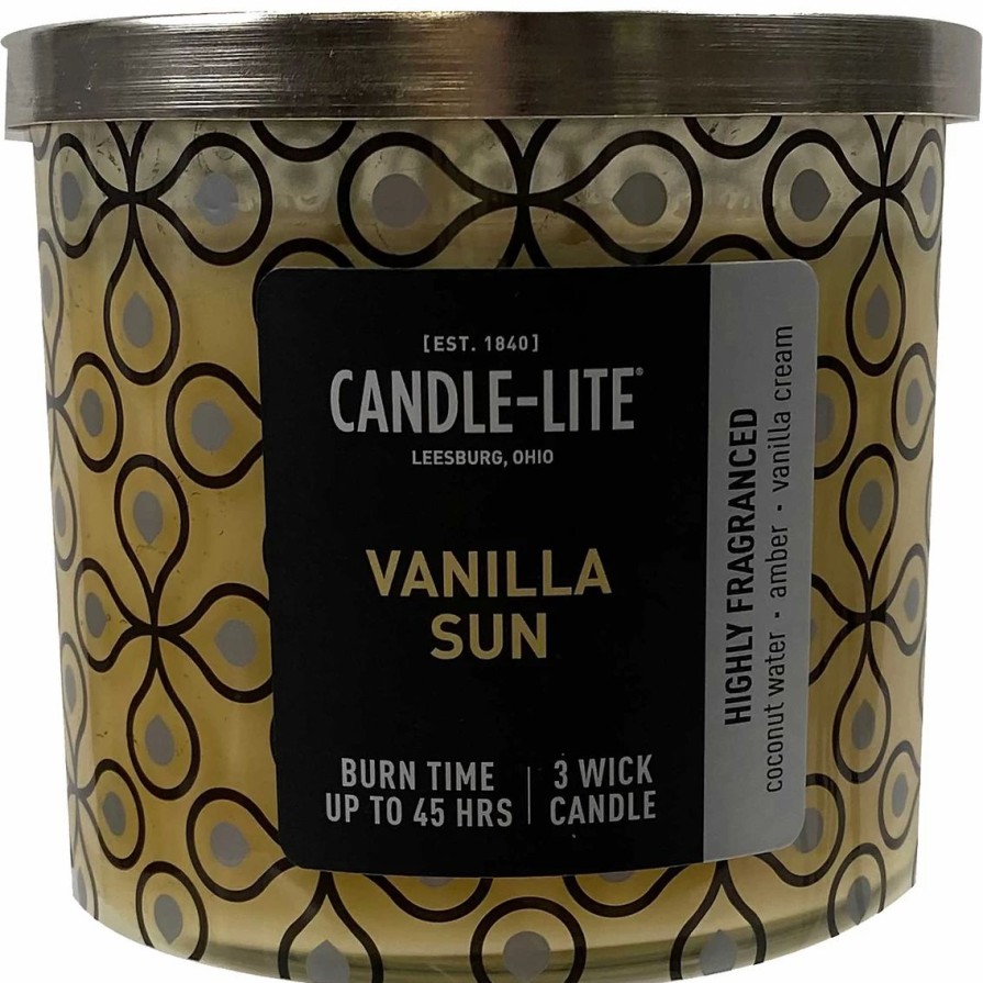 Home Decor * | Top 10 Candle-Lite Premium Vanilla Sun 3 Wick Candle 14 Oz.