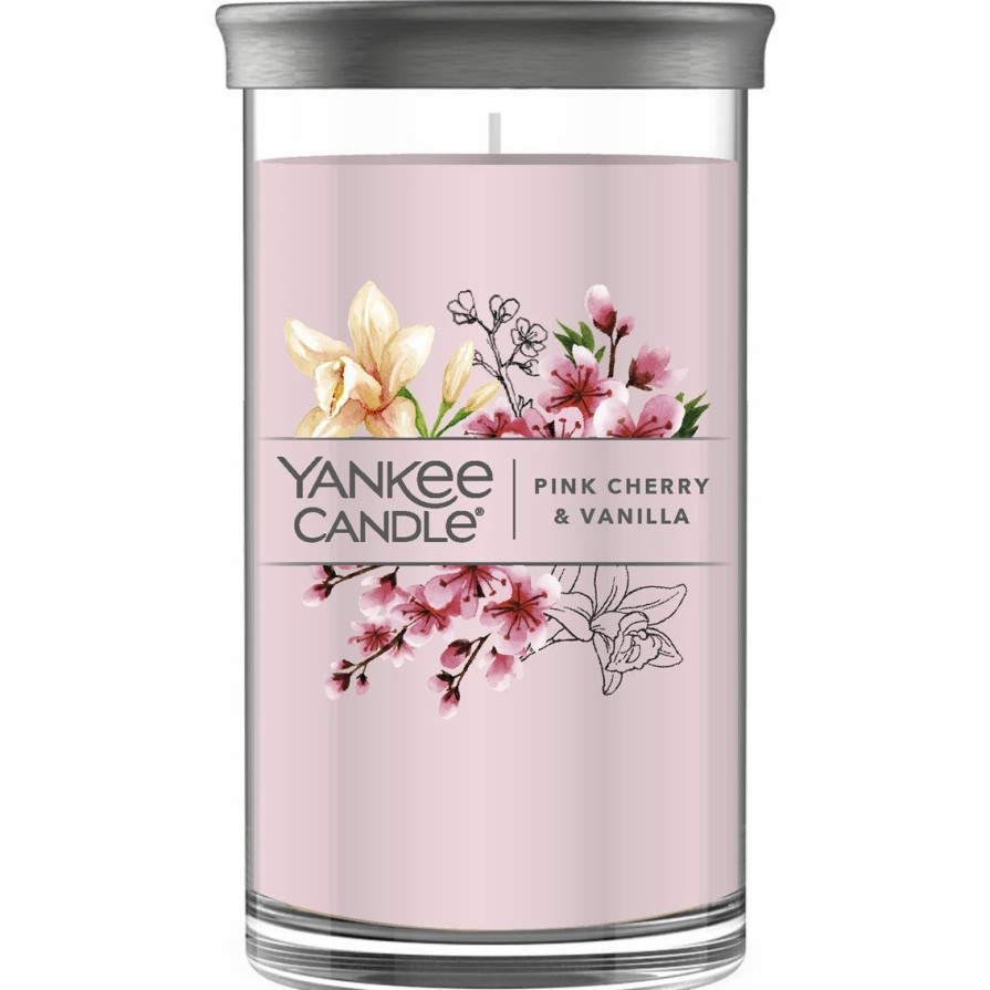 Home Decor * | Best Sale Yankee Candle Pink Cherry Vanilla Signature Medium Pillar Candle