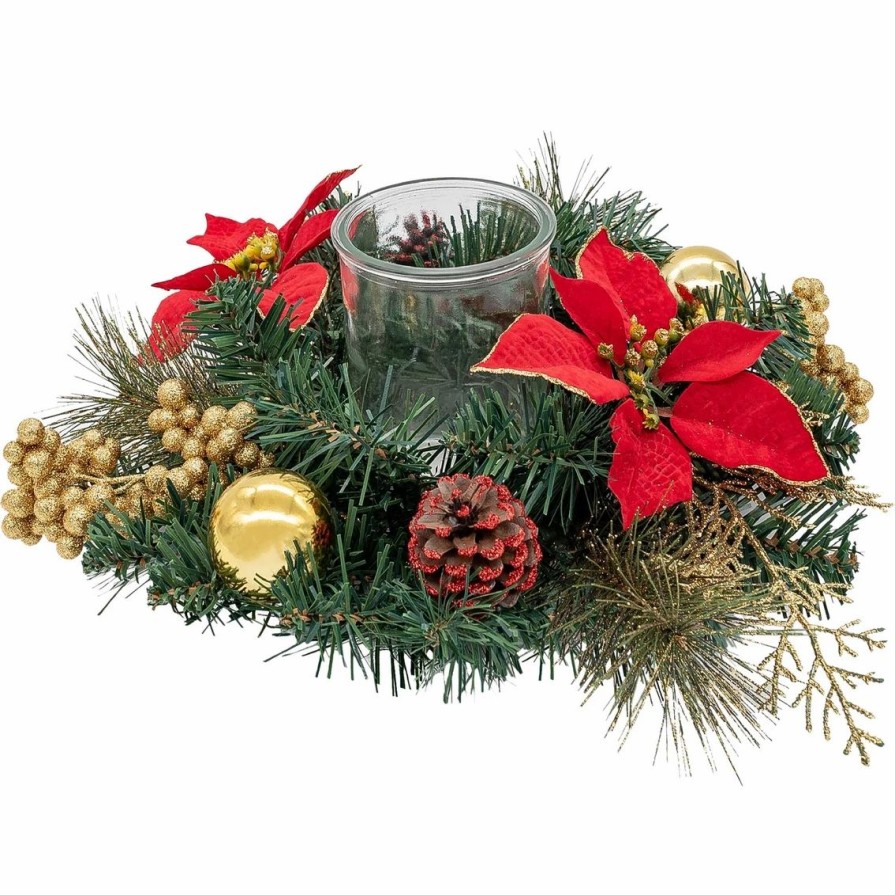 Home Decor * | Hot Sale Gigi Seasons Poinsettia Votive Candle Holder