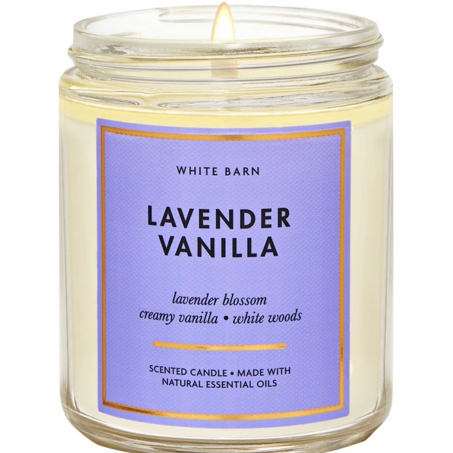 Home Decor * | New Bath & Body Works Lavender And Vanilla Single Wick Candle