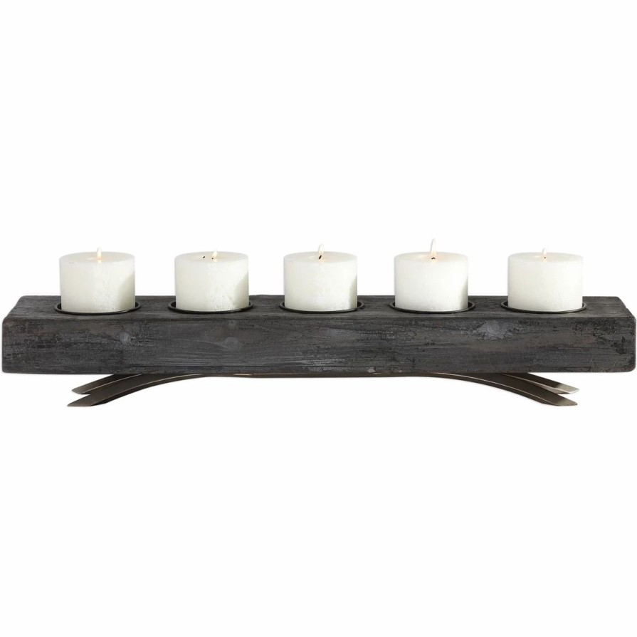 Home Decor * | Buy Uttermost Callum Wooden Candleholder