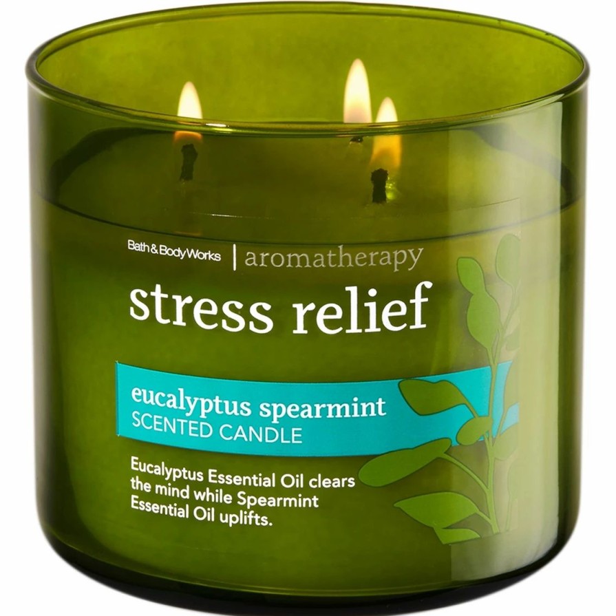 Home Decor * | Promo Bath & Body Works Aromatherapy Eucalyptus Spearmint 3 Wick Candle