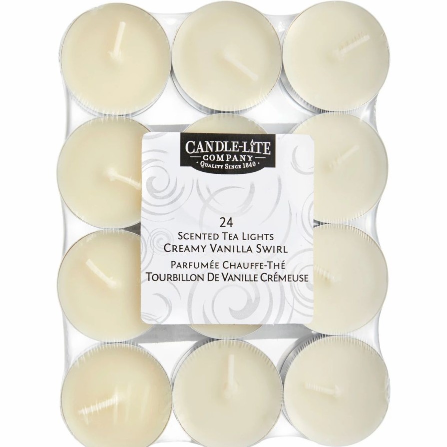 Home Decor * | Wholesale Candle-Lite Creamy Vanilla Swirl Tealight Candles 24 Ct.