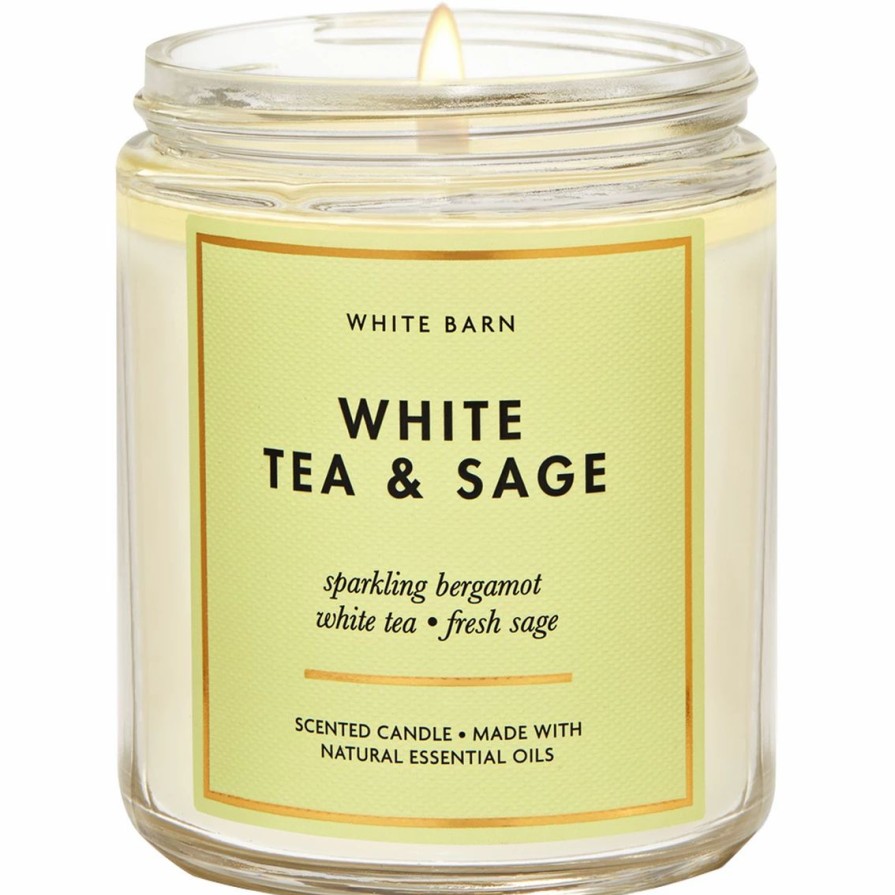 Home Decor * | New Bath & Body Works White Tea And Sage Single Wick Candle