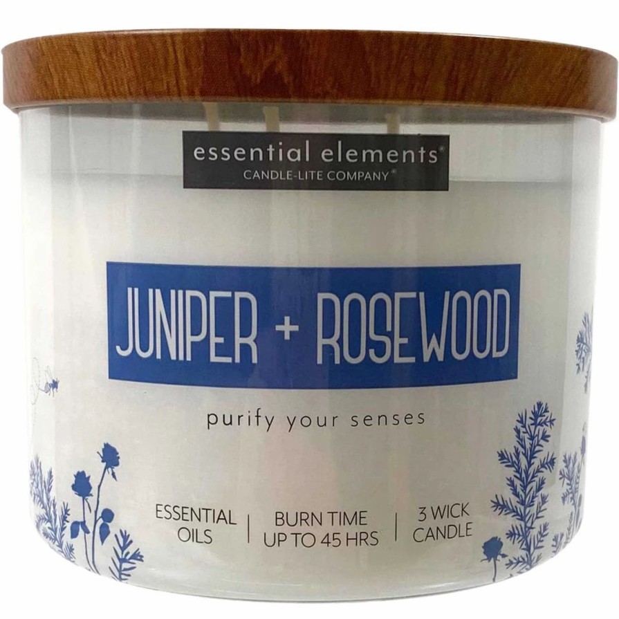 Home Decor * | Outlet Candle-Lite Essential Elements Juniper & Rosewood 14.75 Oz. Candle Jar