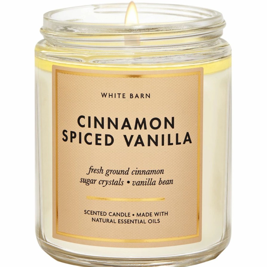 Home Decor * | Brand New Bath & Body Works Cinnamon Spiced Vanilla Single Wick Candle