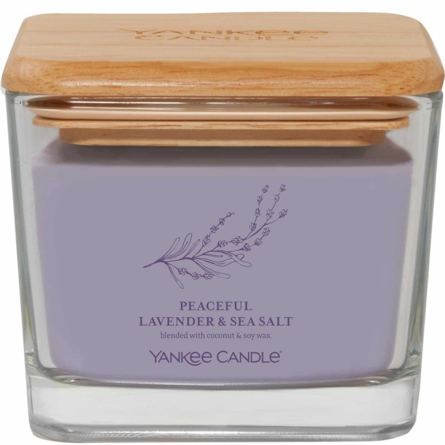 Home Decor * | Buy Yankee Candle Well Living Medium Peaceful Lavender & Sea Salt 3 Wick Square Candle