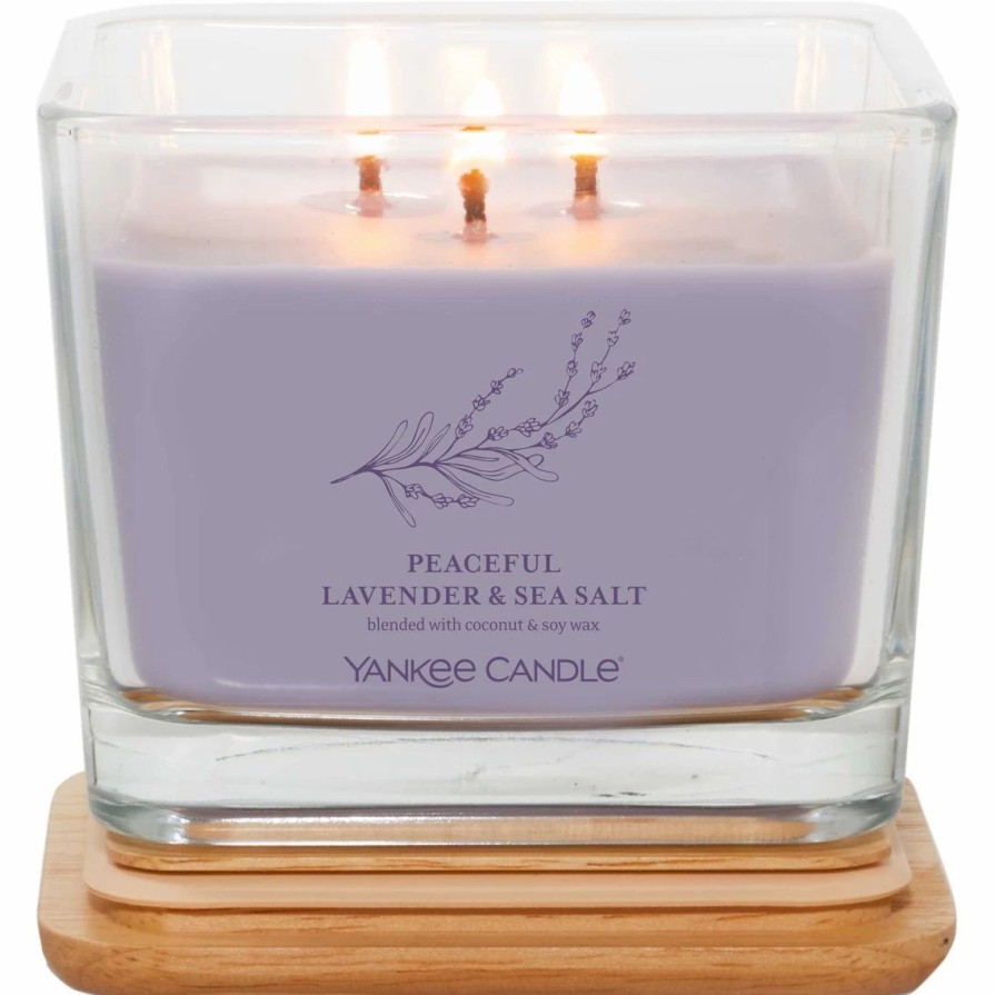 Home Decor * | Buy Yankee Candle Well Living Medium Peaceful Lavender & Sea Salt 3 Wick Square Candle