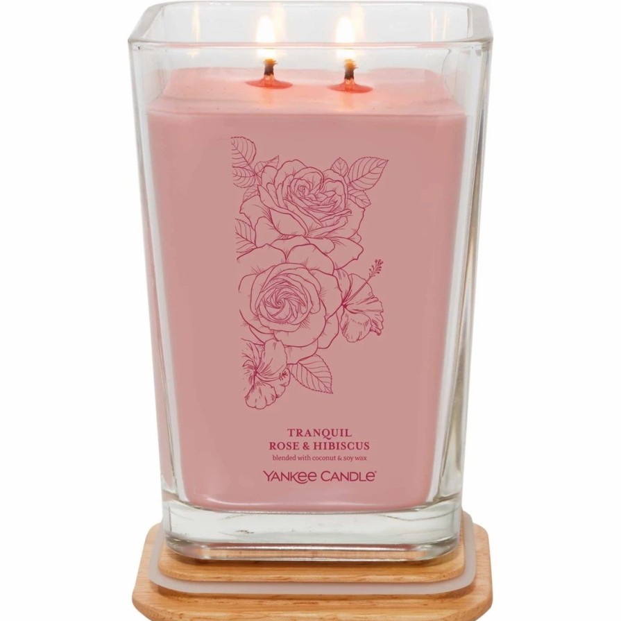 Home Decor * | Wholesale Yankee Candle Well Living Large Tranquil Rose And Hibiscus 2 Wick Square Candle