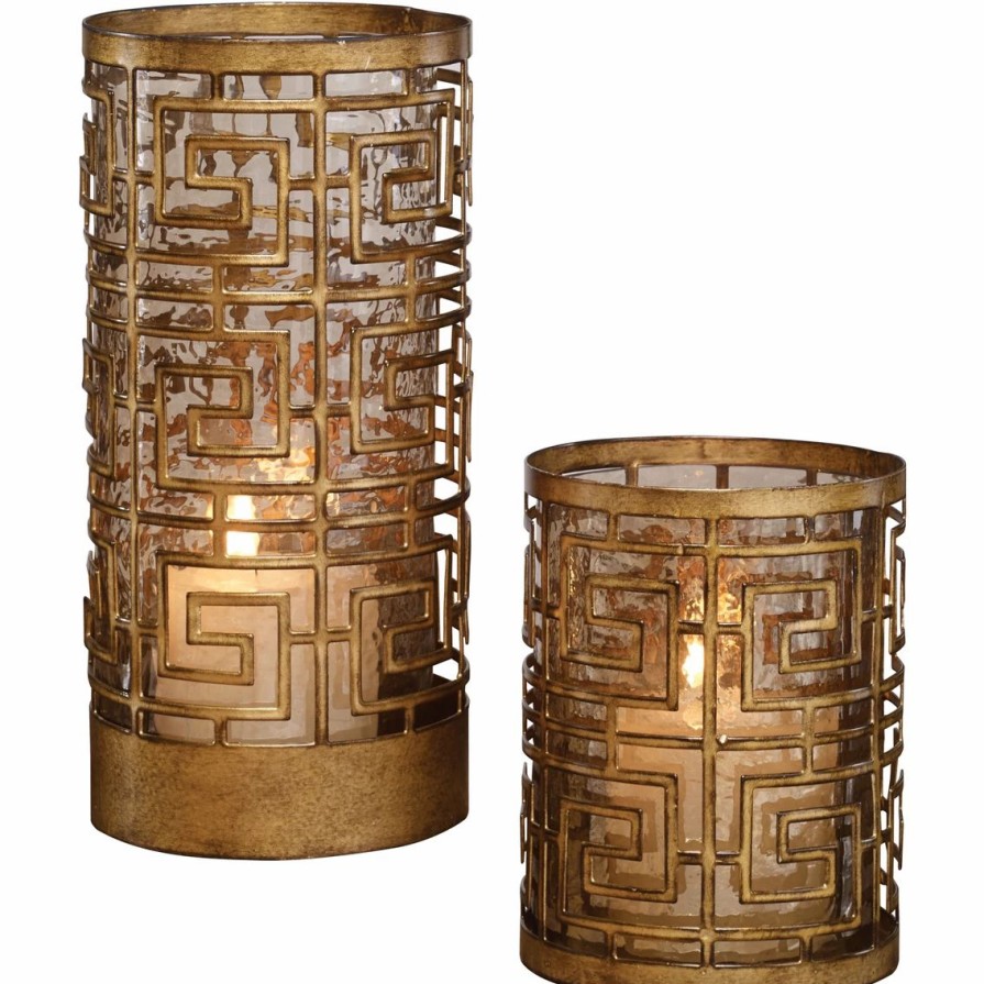 Home Decor * | Flash Sale Uttermost Ruhi 2 Pc. Hurricane Candleholder Set