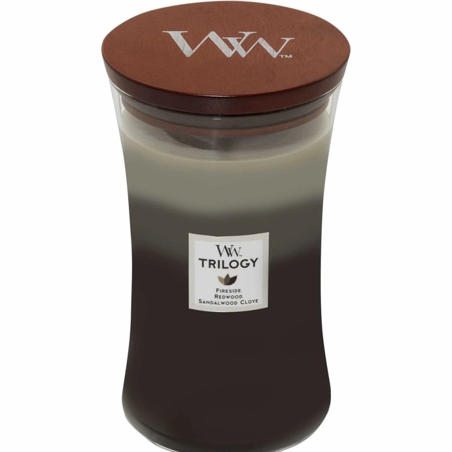 Home Decor * | Discount Woodwick Trilogy Large Warm Woods Glass Candle