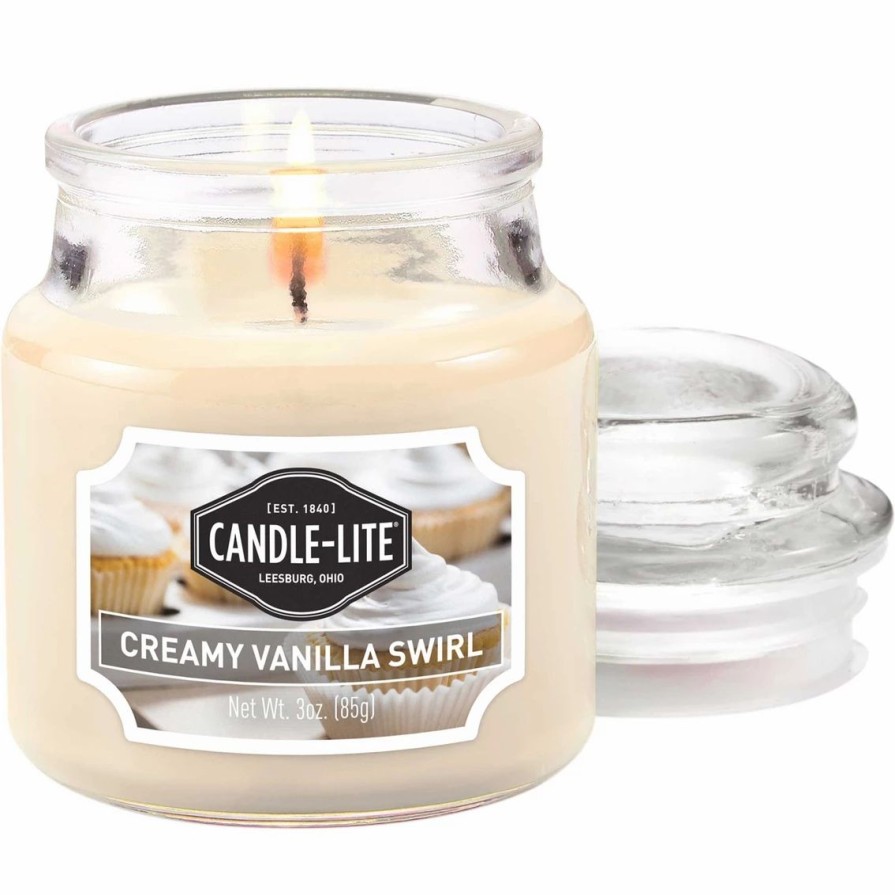 Home Decor * | Hot Sale Candle-Lite Creamy Vanilla Swirl 3 Oz. Jar Candle