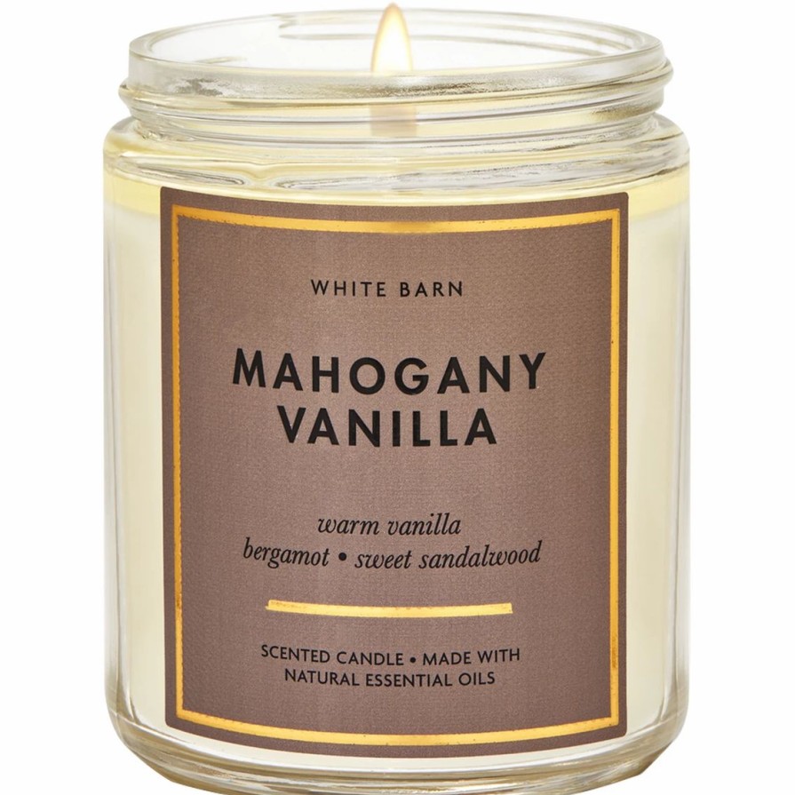 Home Decor * | Cheapest Bath & Body Works Mahogany Vanilla Single Wick Candle