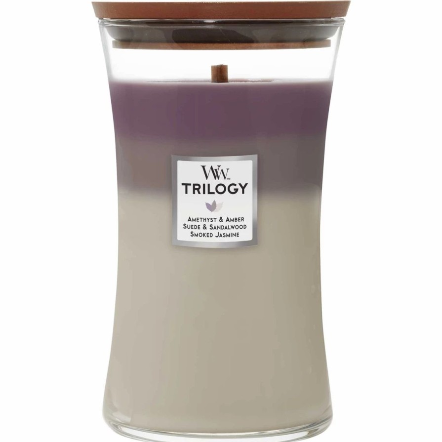 Home Decor * | Best Pirce Woodwick Amethyst Sky Large Hourglass Trilogy Candle