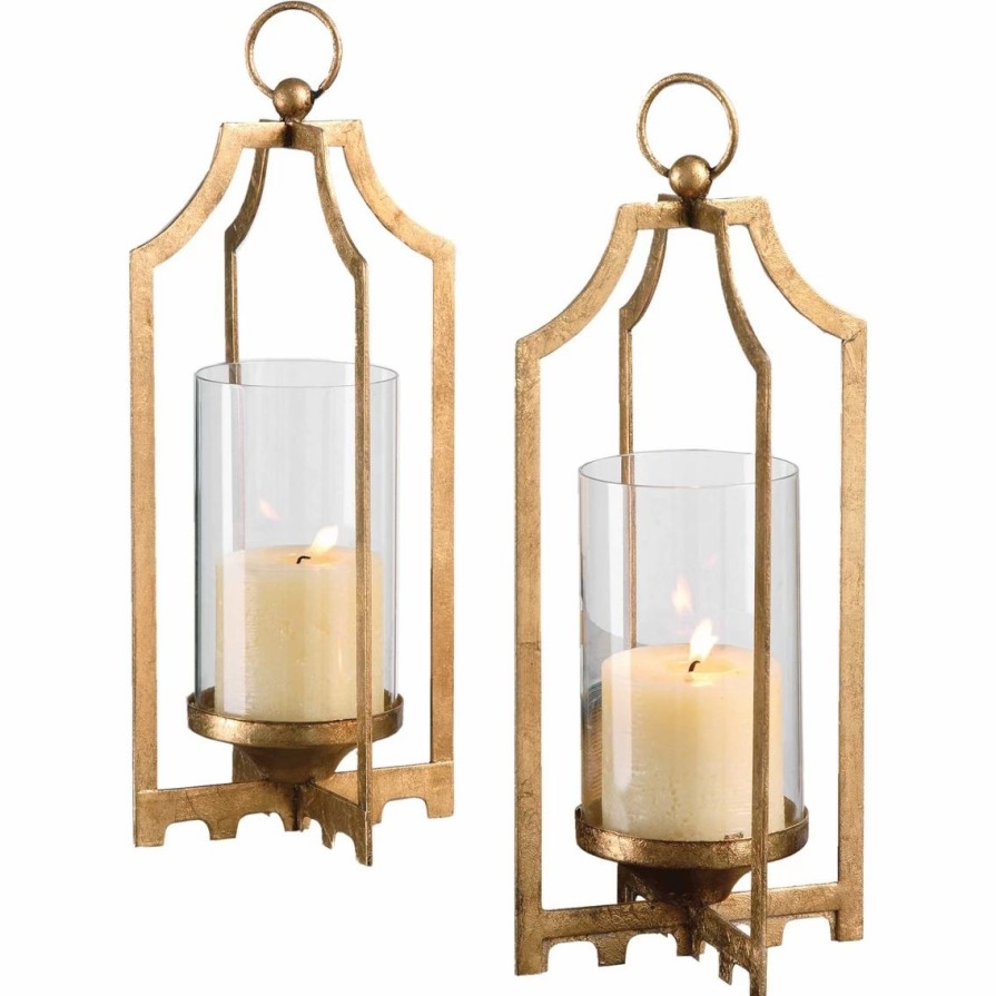 Home Decor * | Buy Uttermost Lucy Gold Candleholders Set Of 2