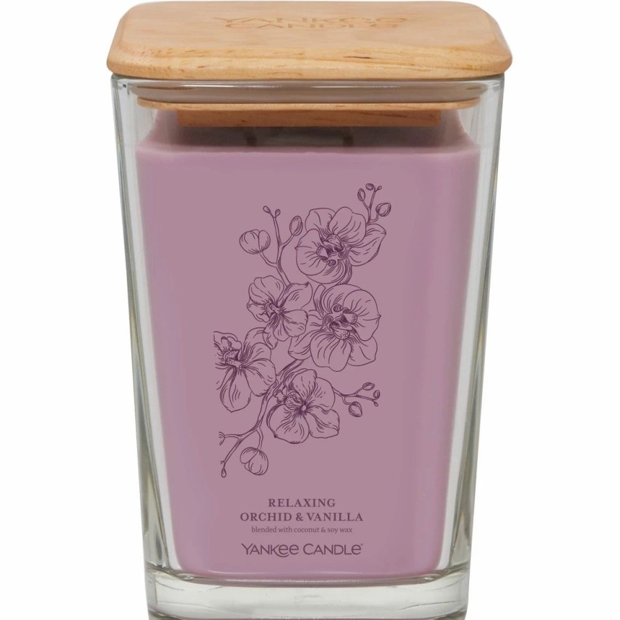 Home Decor * | Best Pirce Yankee Candle Relaxing Orchid And Vanilla Large Well Living 2 Wick Square Candle