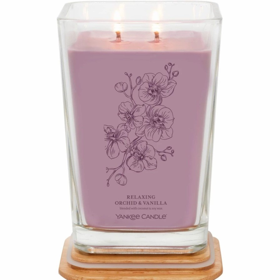 Home Decor * | Best Pirce Yankee Candle Relaxing Orchid And Vanilla Large Well Living 2 Wick Square Candle